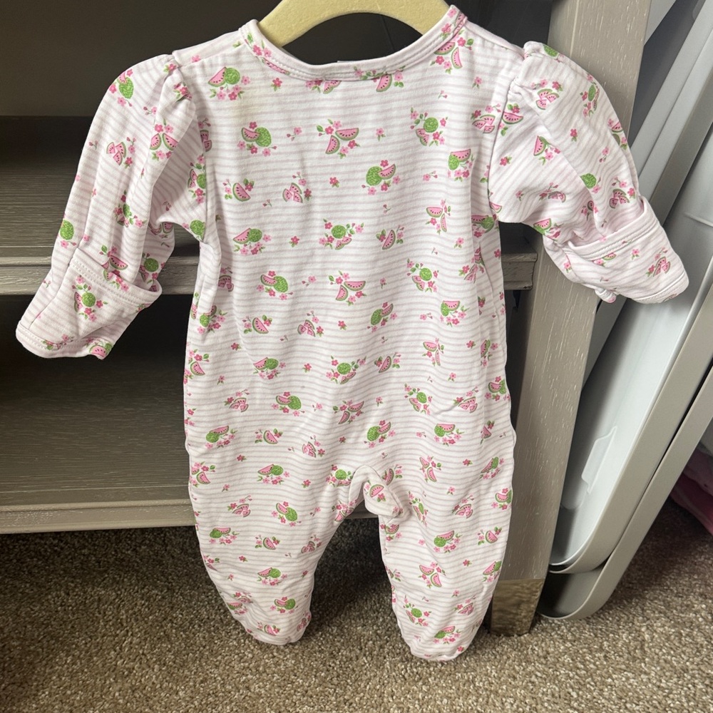 Kissy Kissy Pink Floral Striped Footie - Picture 2 of 3